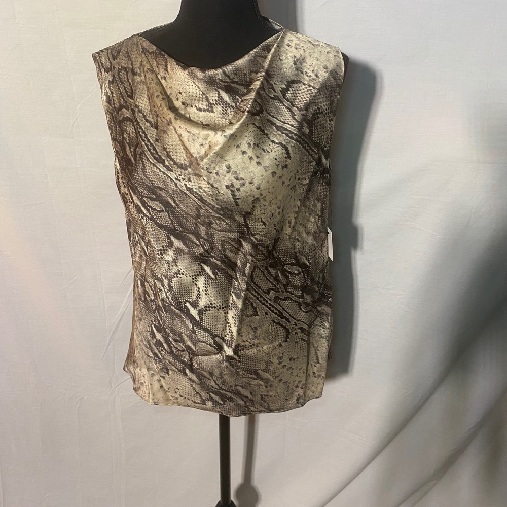 RTA Sleeveless Cowl Neck Snake Print Blouse Top Women S‎